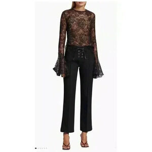 New FRAME Black Laced Up Front Flared Pants Trouser Womens Size 4